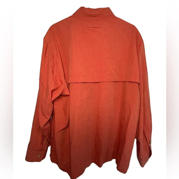 Orvis Button Down Double Pocket Fishing Shirt Long Sleeve Size XL Orange - Picture 3 of 11